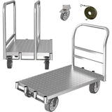 Foldable Panel Push Cart Dolly,2IN1 Steel Plate Platform Truck,36"×24" Heavy Duty Moving Hand Truck Flatbed Cart