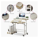 Portable Adjustable Desk Portable Computer Desk Mobile Lap Table Days Overbed Table Portable Laptop Mobile Computer Stand Desk Cart Tray Side Table for Home Office Living Room Bedroom (Maple)