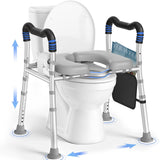 KingPavonini Toilet Seat Risers for Seniors, Raised Toilet Seat with Handles with Adjustable Height & Width, Soft Padded Seat, Elevated Toilet Seat Riser, Load 500lb, Fit Any Toilet