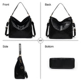 Slouchy Hobo Bags for Women, Large Shoulder Bag with Top Handle, Vintage Crossbody Purse Leather Travel Slouchy Tote Handbag (Black)