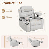Electric Nursery Recliner Chair, Triple Motor Power Glider, 270° Swivel Rocking Chair with Adjustable Armrests, 8-Point Massage & Lumbar Heating, Phone Holder & Storage, Upholstered Nursing Chair