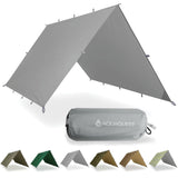AquaQuest Safari Tarp – Lightweight Waterproof (5,000 mm) Seam-Taped Ripstop Rain Fly for Backpacking, Thru-Hiking & Hammock Camping – 20x13 Stealth Gray