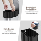 6 Liter/1.6 Gallon Bathroom Trash Can with Lid, Stainless Steel Trash Can with Removable Wastebasket (Silver) BETHEBEST