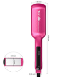 Terviiix 2 Inch Wide Ceramic Hair Straightener Flat Iron for Thick Curly Hair - Heats in 30s, 300F-450F Adjustable, Dual Voltage for Travel, Auto Shut Off, Pink