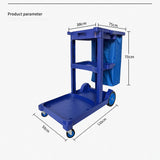 This Housekeeping Cart on Wheels, Multifunctional Commercial Cleaning Cart with Large Capacity Bags, for Hotel/School/Office,Gray