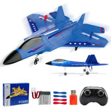 Blue RC Plane for Kids Upgrade F-22 Raptor Fighter RC Airplane Remote Control Airplane Toys 2.4 GHZ Smart 6-axis Gyro Stabilizer RTF RC Jet Aircraft Easy to Fly Outdoor Toy RC Glider for Beginners