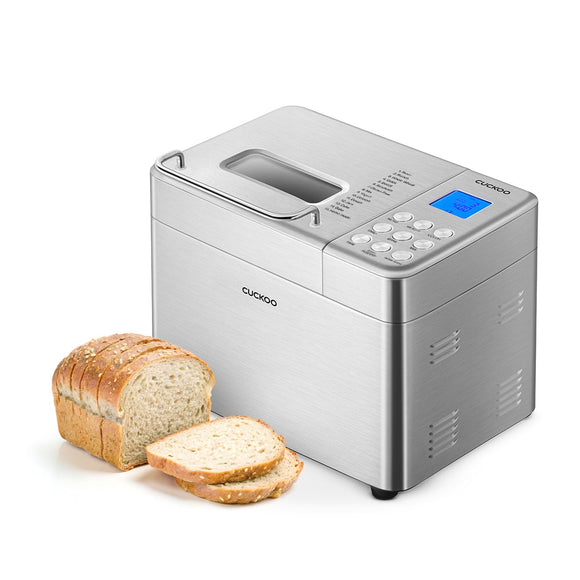 Bread Maker Machine with 15 Menu Options + 3 Crust Colors, 2 lbs Bread Machine with Automatic Fruit & Nut Dispenser, Includes 6 Accessories CUCKOO