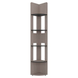 Tuhome Home 71" Tall Corner Standard Bookcase with 5 Open Storage Shelves, Closed Back, Freestanding Living Room, Office or Bedroom Storage (Model M7), Silver Oak/Wenge