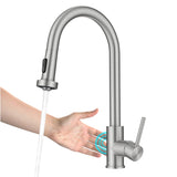 KRAUS Bolden Motion Sensor Single Handle Pull Down Touchless Kitchen Faucet in Spot-Free Stainless Steel, KSF-1616SFS