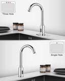 AOLIHAN Touchless Bathroom and Kitchen Sink Faucet Commercial Public Automatic Motion Sensor Faucet with Deck Plate and Temperature Mixer,Battery or Plug-in Powered,1 Hole or 3 Hole,Chrome
