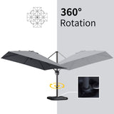PURPLE LEAF Patio Umbrella 9' x 11.5' Rectangle 360° Rotation Light Grey