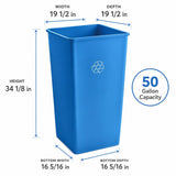 Getzi 5 Pack Blue 50 Gallon Square Commercial Recycling Bin