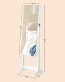 SONGMICS Jewelry Cabinet Armoire, Freestanding Lockable Storage Organizer Unit with 2 Plastic Cosmetic Storage, Full-Length Frameless Mirror, for Necklace Earring, White UJJC002W01