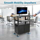 EliteEdge AV Cart with Wheels and Power, AV Cart with Wheels, Computer Cart