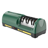 Electric Knife Sharpener for Kitchen, 3-Stage Diamond Abrasive Discs with 15° Precision Angle Guide, 120/600/1000 Grit, Fast Sharpening & Polishing for Steel Knives, Ceramic Kitchen Knives