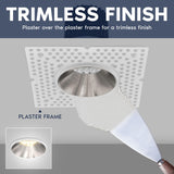 LUXRITE 1-Inch LED Trimless Recessed Spotlight with Nickel Reflector Trim Replacement 10W, 850LM, 2700K-5000K 60° Beam Angle, Dimmable, Push-n-Lock, CRI90, Damp & IC Rated, ETL White + Nickel (4 Pack)
