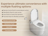 MEJE #A5 - Basic Smart Function Toilet with Built-in Heated Seat, Elongated Tankless Toilet with Auto Flushing, Foot Kick Flushing, Adjustable Seat Temperature, Flush Remote Control, Night Light