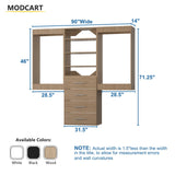 MODCART Modular Closet System, 90" Wide Closet Organizer System with Hanging and Drawers, Wood Tower Closet Storage for Walk In Closets, Wall Mounted Wardrobe Organizer Kit System, Bedroom, Wood