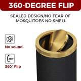 LEASYLIFE 9L/2.3GAL Small Trash Can with Swing Lid, Waste Paper Baskets for Bathrooms,Black and Gold Trash Can for Bathroom,Bedroom, Powder Room,Office,Laundry Room (9L-Black)