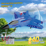 Fremego RC Airplane F22 Fighter Jet for Kids & Adults 2.4GHz Remote Control with Gyro Stabilization, LED Lights, Crash Resistant EPP Foam, Perfect Beginner Gift(Blue)