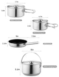 Stainless Steel Camping Cookware Set for Campfire - Camping Pans with Nesting Cookware CretFine