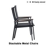 MFSTUDIO 5 Piece Patio Dining Set, Metal Table & Aluminum Chairs, Grey