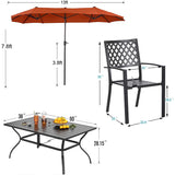 PHI VILLA 8 Pcs Patio Dining Set w/ 13ft Double-Sided Patio Umbrella