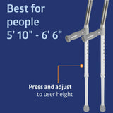 Medline Aluminum Forearm Crutches, Adult, Pack of 2