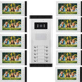 Wired Video Intercom System,7 Inch Ring Video Doorbell with IR Night Vision,HD Camera Kits,IR Outdoor Camera,Dual-Way Intercom for Villa Home Office Apartment (1 Bell +10 Monitor)