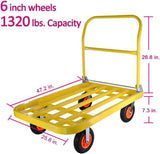 Carts with Wheels,Bright Yellow Heavy Duty Dolly Steel Push Truck Folding Flatbed Cart