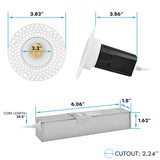 LUXRITE 1 Inch LED Trimless Recessed Lighting with Junction Box, 5CCT 2700K 3000K 3500K 4000K 5000K, 7W, 550LM, Plaster Downlight, Wet Rated, IC Rated, Dimmable, Narrow Spotlight, ETL Listed (4 Pack)