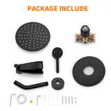 Black Tub Shower Faucet Set Complete with 6-Inch Rainfall Shower Head and Tub Spout Included Shower Valve Tub Shower Trim Kit Round Matte Black
