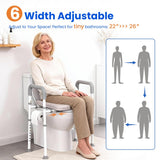 Raised Toilet Seat with Handles - Width & Height Adjustable Toilet Seat Risers for Seniors, Heavy Duty Handicap Toilet Riser, Fit Any Toilet, Up to 400lbs