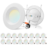 LUXRITE 5/6 Inch Retrofit LED Recessed Lighting, 17W=90W, 1500LM, 5CCT Color Selectable 2700K | 3000K | 3500K | 4000K | 5000K, Dimmable Can Light, CRI 90, Wet Rated, Energy Star, ETL (16 Pack)