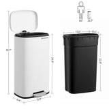 Trash Can with Lid, 8 Gallon Garbage Can, Stainless Steel Small Waste Bin with Step Pedal