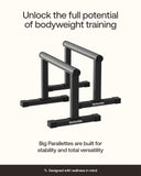 BetterMe Push Up Bars - Steel Parallettes for Calisthenics and Strength Training - Heavy Duty Pushup Bars for L Sits, Handstands and Planche - Stable Push Up Stands for Men