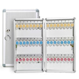 Wall Mounted Key Cabinet - Secure Lock Box for 120 Keys, Outdoor Key Safe with Hooks, Lockable Metal Storage Solution for Home & Office, Key Fobs & Cards Organizer