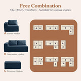 Furnify 106" Modular Sectional Couch Left/Right Facing Convertible, L-Shape Modern Teddy Sofa, Deep Seat Upholstered Foam Couch for Living Room Bedroom, No Assembly Required (Blue, Teddy Boucle)