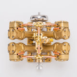 MechPuConToy Engine Model Kit That Works, RW-V4 Mini V-Shape 4-Cylinder Reciprocating Steam Engine Model for 90-150cm Steamships (Boiler Not Included)