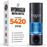 EVOLV Hydrogen Water Bottle Generator - SPE & PEM Water Ionizer 5PPM, Highest Concentrated Dose - 8oz Hydrogenated Water Bottle for Improved Energy & Inflammation Support - Convenient & Easy to Use