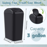 2 Pcs 3 Gallon/12 Liter Small Trash Can Plastic Kitchen Garbage with Lid Small Trash Bin for Bathroom