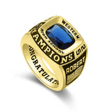 Oseew 2027 Personalized Men's Square Class Graduation Ring (Yellow Gold)