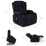 Best Choice Products Modern Linen Electric Power Lift Chair, Recliner Massage Chair, Adjustable Furniture for Back, Legs w/ 3 Positions, USB Port, Heat, Cupholders, Easy-to-Reach Button - Black