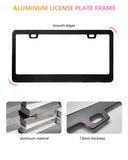 GNSZSN License Plate Frames - 2 Pack Matte Black Universal Aluminum Metal Car Tag Frame for Front and Rear Number Holder with Screws & Caps