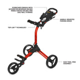 Bag Boy Compact 3 Golf Push Cart, Easy Three-Step Open & Close, Scorecard Console, Beverage Holder Bag Boy