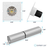 LUXRITE 1-Inch LED Trimless Recessed Spotlight with Nickel Reflector Trim Replacement 10W, 850LM, 2700K-5000K 60° Beam Angle, Dimmable, Push-n-Lock, CRI90, Damp & IC Rated, ETL White + Nickel (4 Pack)