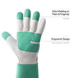 2 Pairs: Rose Pruning Long Gardening Pigskin Leather Gloves, Thorn Proof Yard Work Leather Gloves - Brown, Green, Large