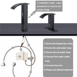 Automatic Faucet touchless Commercial Motion Sensor Bathroom Faucet with Cover Plate Vanity Faucets Hands Free Waterfall Bathroom Water Tap with Control Box and Temperature Mixer by Bodqemr…
