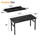 Desk Office Desk 47 inches Folding Table with BIFMA Certification Computer Table Workstation No Install Needed