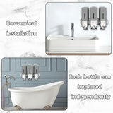No-Drill 3 Pack 500ml Wall Mounted Soap Dispenser for Bathroom and Kitchen, Shampoo and Conditioner Dispenser Drill Free with Adhesive(Square-Grey)